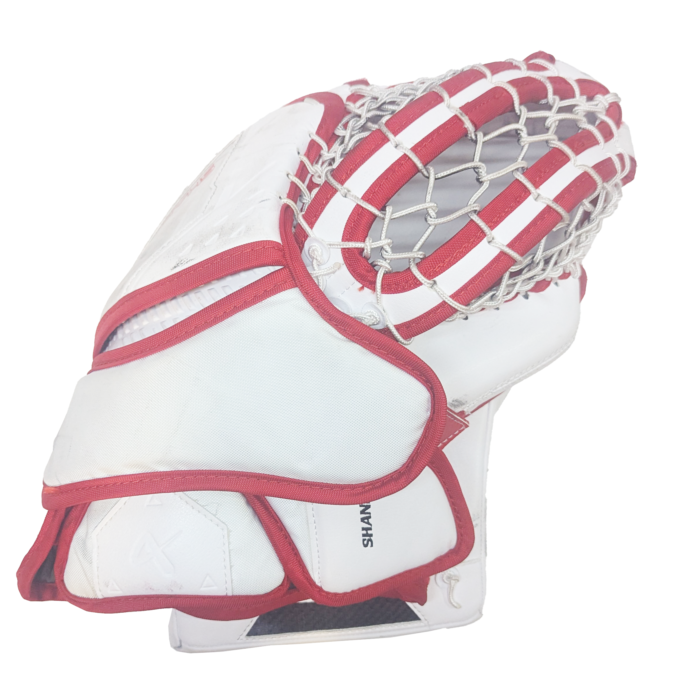 Bauer Supreme Shadow - NCAA Used Pro Stock Goalie Glove (White/Red)